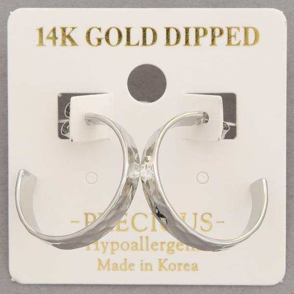 14K GOLD DIPPED SQUARE EDGE OPEN HOOP EARRING