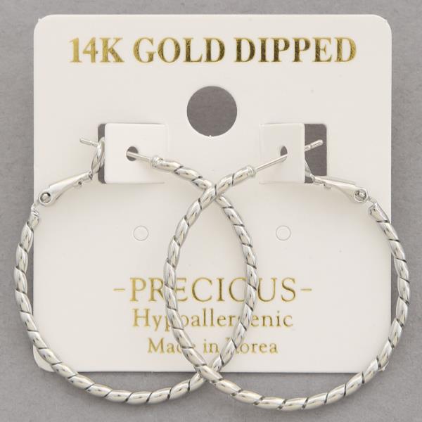 14K GOLD DIPPED LINED HOOP EARRING