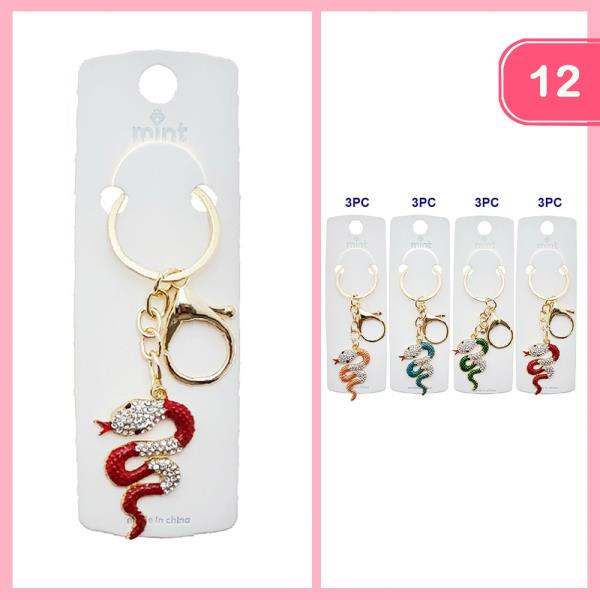 COLORFUL JEWEL SNAKE KEYCHAIN (12 UNITS)