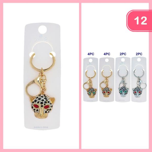 RHINESTONE JEWEL EYE JAGUAR KEYCHAIN (12 UNITS)