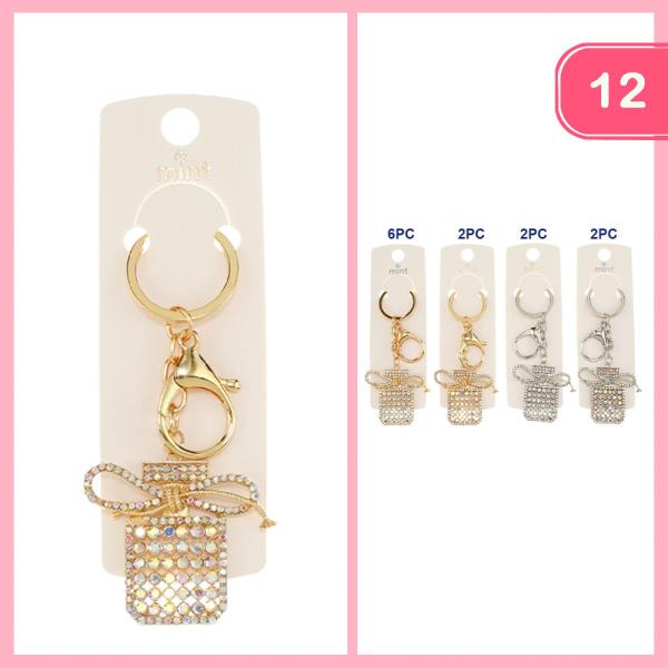 RHINESTONE PERFUME BOTTLE KEYCHAIN (12 UNITS)
