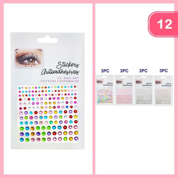RHINESTONE FACE STICKER DECOR (12 UNITS)