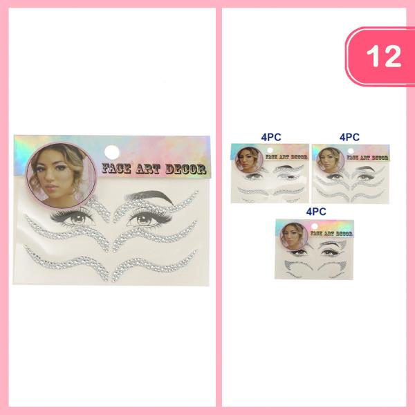 RHINESTONE FACE STICKER DECOR (12 UNITS)
