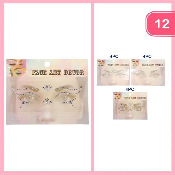 RHINESTONE FACE STICKER DECOR (12 UNITS)
