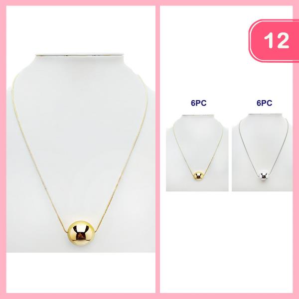 PUFFY ROUND BALL PENDANT NECKLACE (12 UNITS)