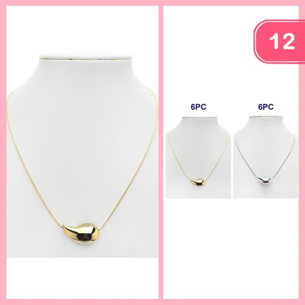 PUFFY TEARDROP PENDANT NECKLACE (12 UNITS)