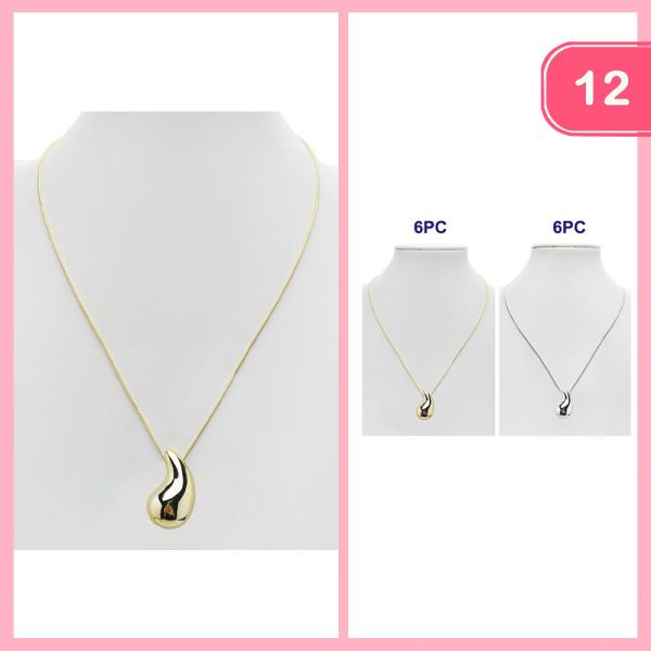 PUFFY TEARDROP PENDANT NECKLACE (12 UNITS)