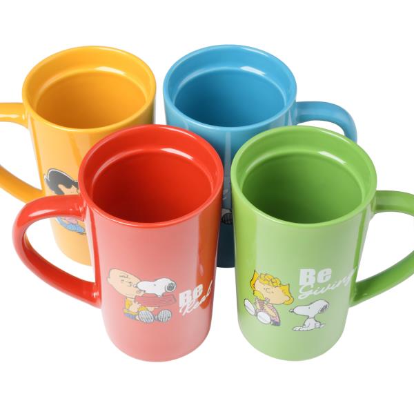 PEANUTS GENTLE REMINDERS 4-PACK 18OZ STONEWARE TRAVEL CUP W/ LID