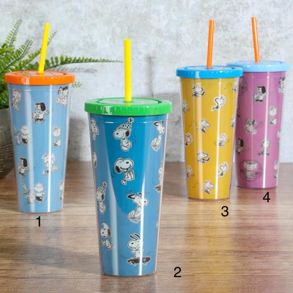 PS SNOOPY PALS - 23.6 OZ TUMBLER W/ LID & STRAW - DOUBLE WALL