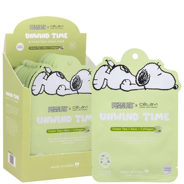 CELAVI X PEANUTS UNWIND TIME FACIAL PRINTED SHEET MASK (24 UNITS)