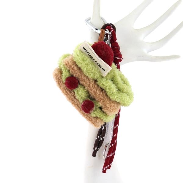 PLUSH GREEN LAYER CAKE SLICE BAG CHARM KEYCHAIN WITH DECORATIVE CORD