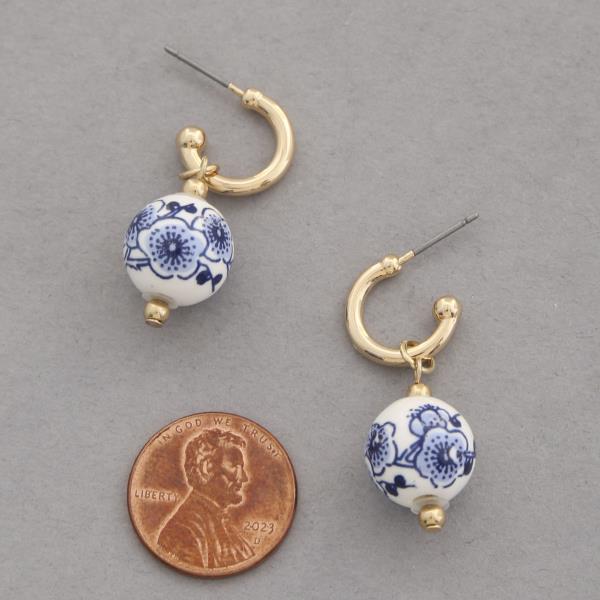 CERAMIC BEAD HUGGIE EARRING