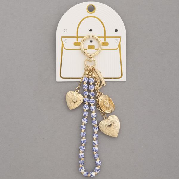 HEART LOCKET CERAMIC BEAD BAG CHARM