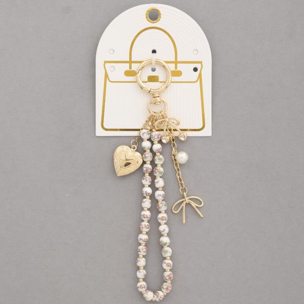 HEART LOCKET BEADED BAG CHARM