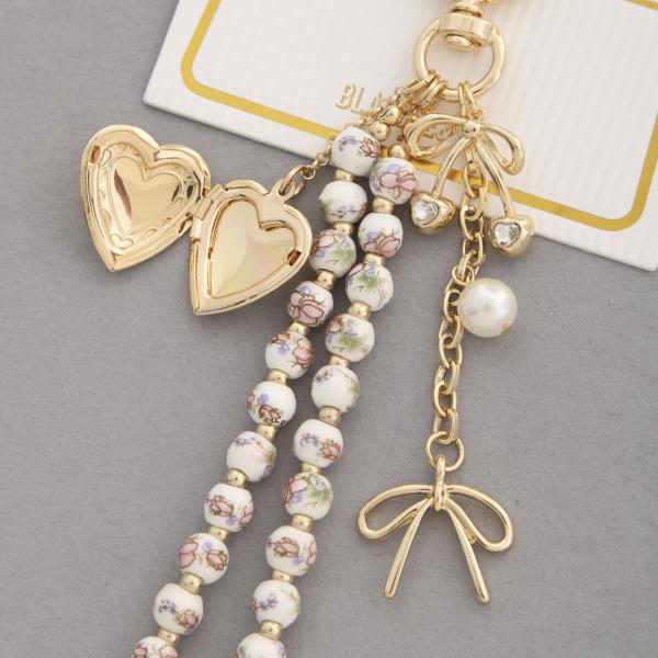 HEART LOCKET BEADED BAG CHARM