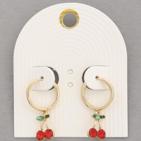 CHERRY CHARM HOOP EARRING