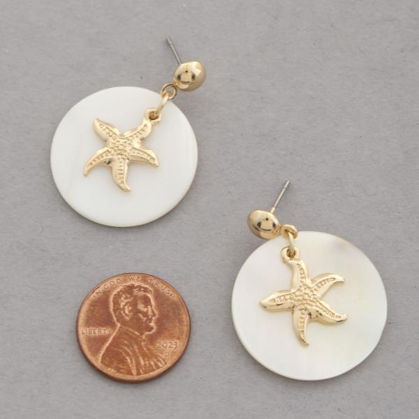 SEASHELL COIN STARFISH DANGLE EARRING