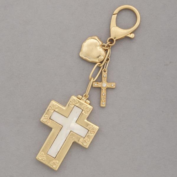 DOULE CROSS METAL KEYCHAIN