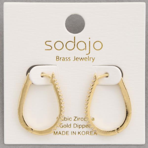SODAJO TEARDROP CZ GOLD DIPPED HOOP EARRING