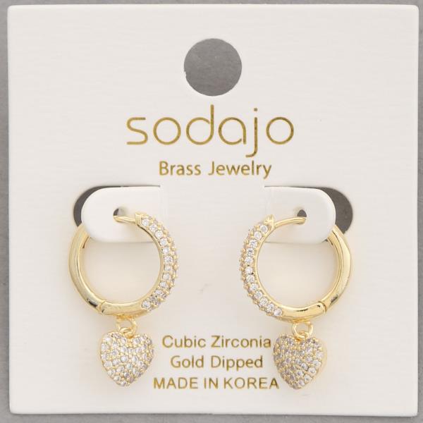 SODAJO HEART CZ HUGGIE GOLD DIPPED EARRING
