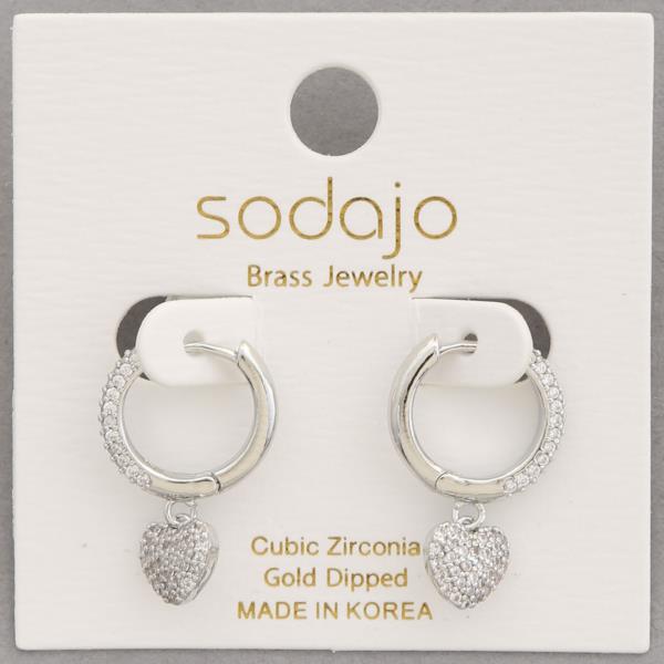 SODAJO HEART CZ HUGGIE GOLD DIPPED EARRING