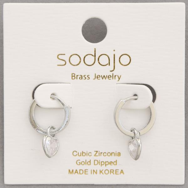 SODAJO HEART CZ GOLD DIPPED HUGGIE EARRING