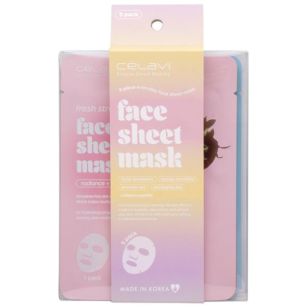 CELAVI 5PC EVERYDAY FACE SHEET MASK