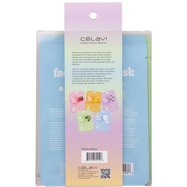 CELAVI 5PC EVERYDAY FACE SHEET MASK