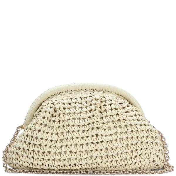 WOVEN STRAW CLOUD CROSSBODY BAG