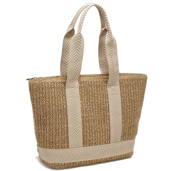 MODERN WOVEN STRAW DOUBLE TONE TOTE BAG