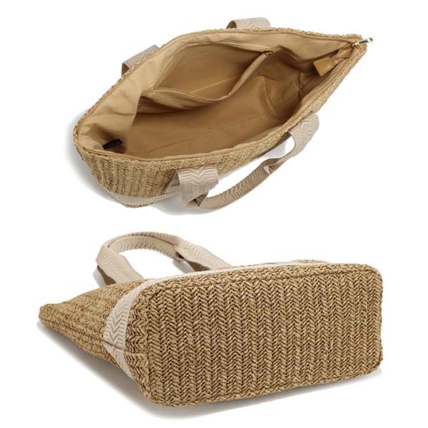 MODERN WOVEN STRAW DOUBLE TONE TOTE BAG