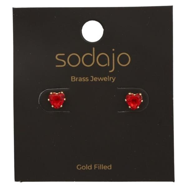 SODAJO GOLD FILLED RED STUD EARRING