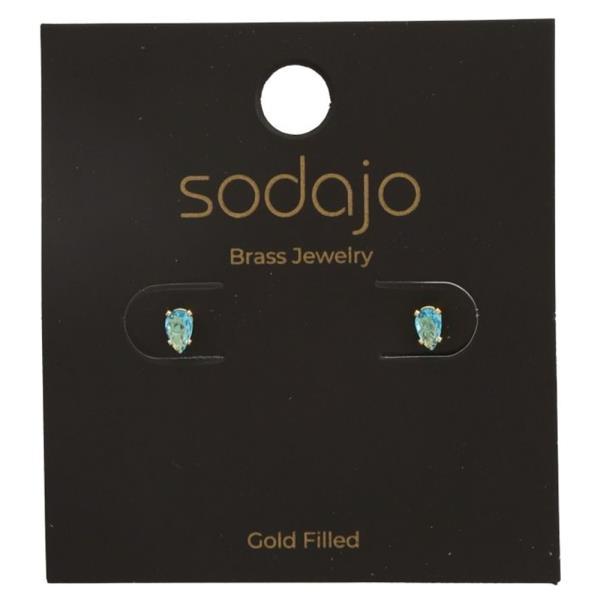 SODAJO GOLD FILLED BLUE TEARDROP STUD EARRING