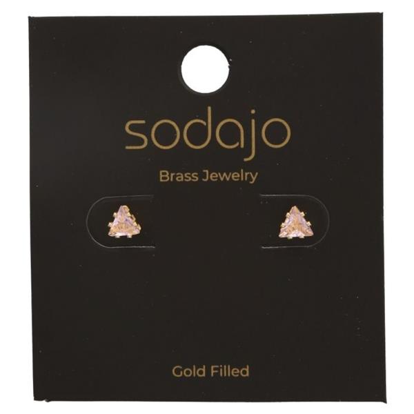 SODAJO GOLD FILLED PINK TRIANGLE STUD EARRING
