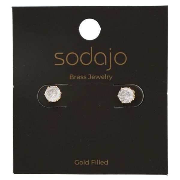 SODAJO GOLD FILLED ROUND CLEAR STUD EARRING