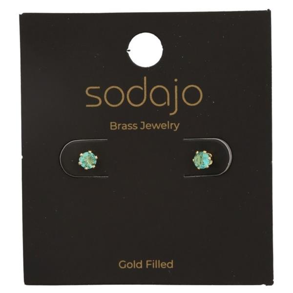 SODAJO GOLD FILLED BLUE ROUND STUD EARRING