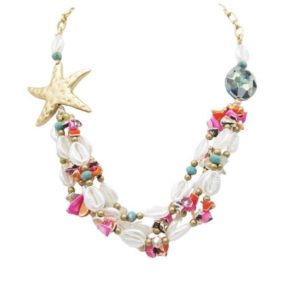 STARFISH SHELL MULTI MIX BEAD NECKLACE