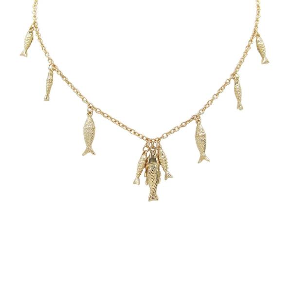METAL FISH MULTI CHARM NECKLACE