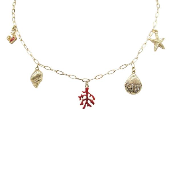 METAL SEA LIFE PENDANT CHARM CHAIN NECKLACE
