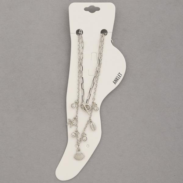 SEASHELL STARFISH LAYERED METAL ANKLET