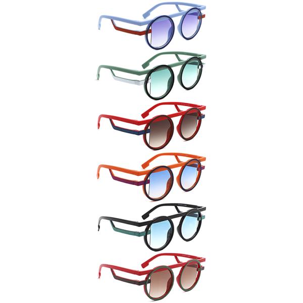 ROUND COLOR RETRO FASHION SUNGLASSES 1DZ