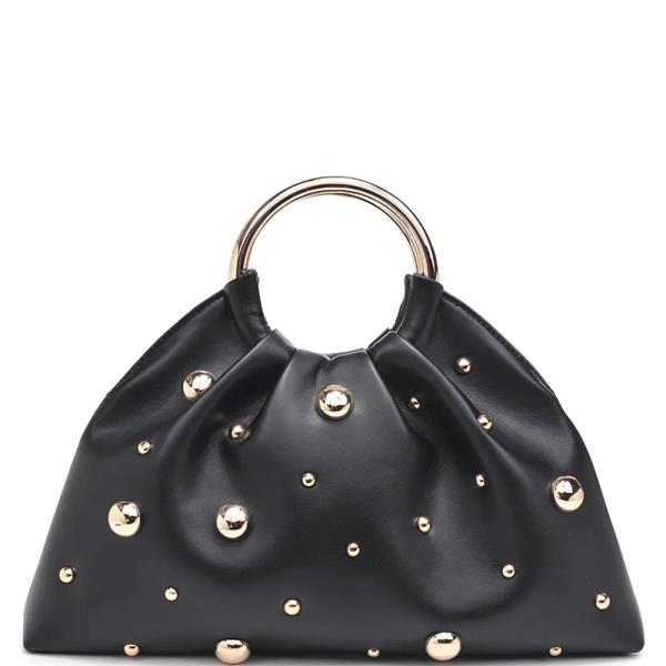 STUDDED HARPER CLUTCH BAG
