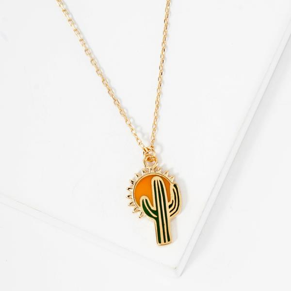 18K GOLD RHODIUM THRIVE LIKE A CACTUS NECKLACE