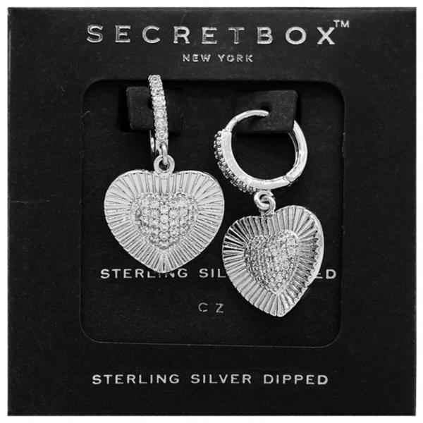 SECRET BOX 14K GOLD DIPPED CZ HEART HUGGIE EARRING