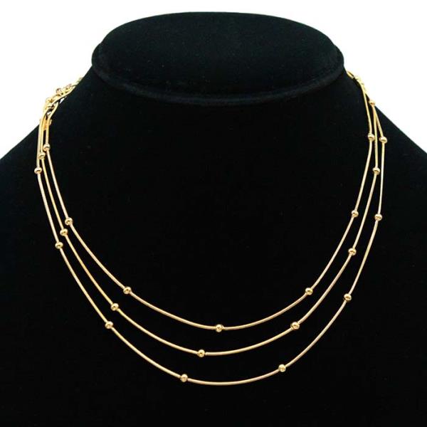 BALL BEAD LAYERED METAL STAINLESS STEEL NECKLACE