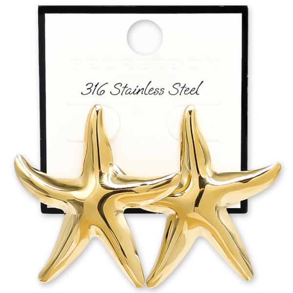 SECRET BOX STARFISH STAINLESS STEEL EARRING