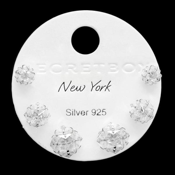 SECRET BOX CRYSTAL SILVER 925 EARRING SET