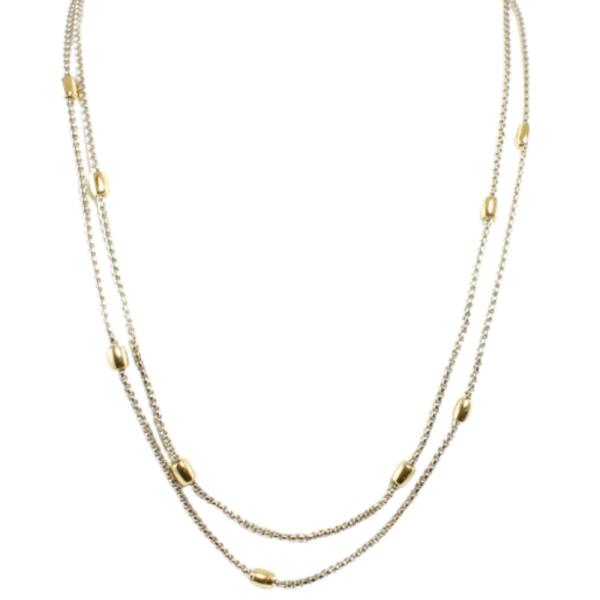 TWO TONE BEADED STATION NECKLACE