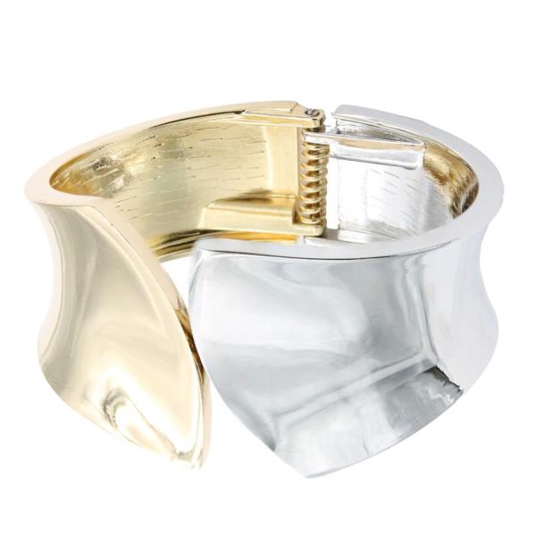 TWO TONE WIDE CUFF BRACELET