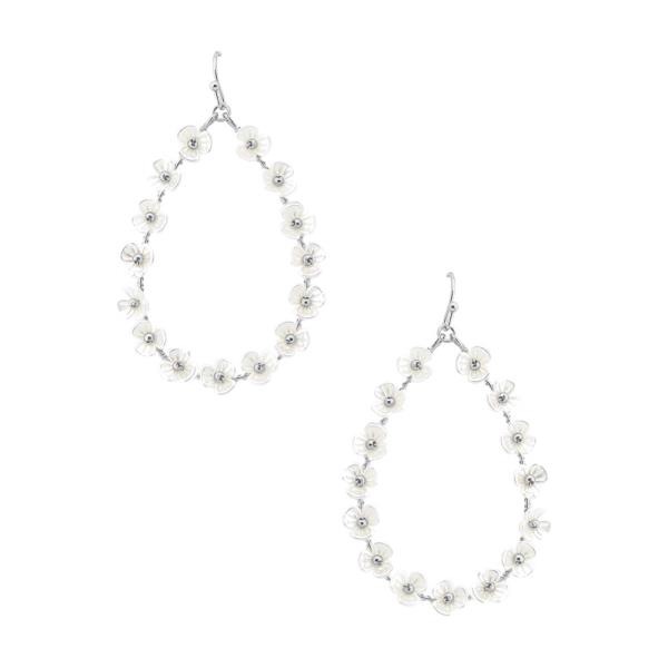 METAL FLOWER OVAL EARRINGS
